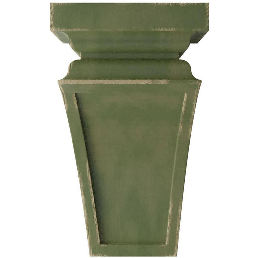 Restoration Green Rubberwood Vintage Decor Architectural Corbel, 6" Height