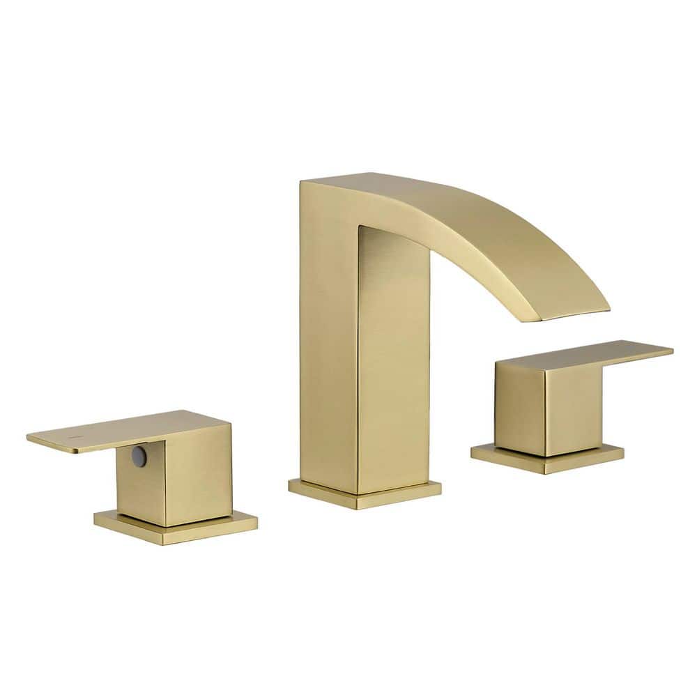 8 in. Widespread Double Handle Waterfall Bathroom Faucet 3 Holes Modern Stainless Steel Sink Basin Taps in Brushed Gold price history on PriceWatchPro