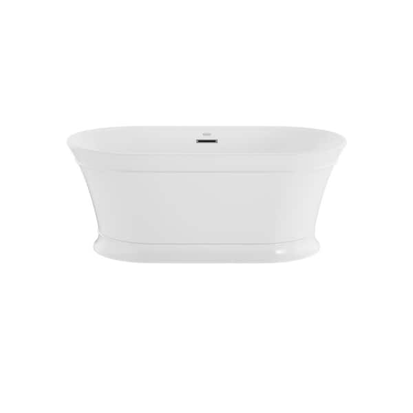 JACUZZI Lyndsay 59 in. Acrylic Flatbottom Soaking Bathtub in White with Chrome Drain Included