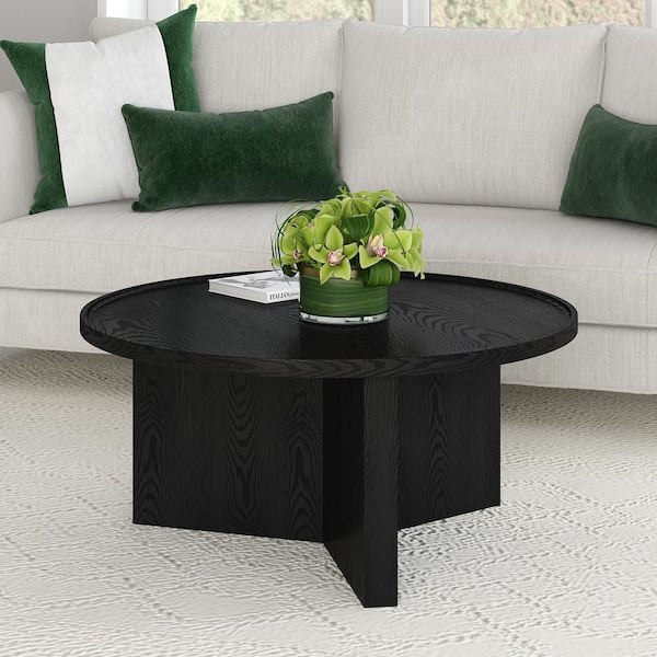 Meyer&Cross Gunnar 32 in. Black Grain Round MDF Top Coffee Table