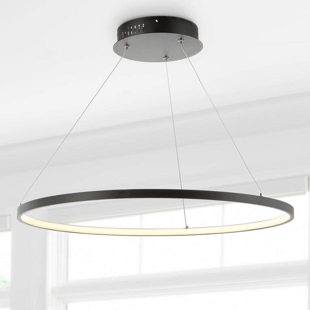 Brice 23.75? Modern Contemporary Iron Integrated LED Pendant  Matt Black