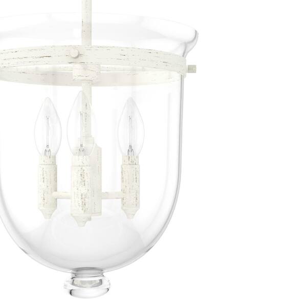 Hunter Karloff 3-Light Textured Rust Transitional Clear Glass Bell LED Medium Hanging Kitchen Island Light