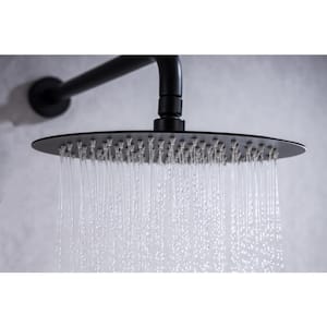 1-Spray Patterns with 1.8 GPM 16 in. Ceiling or Wall Mount Rain Fixed Shower Head in Matte Black