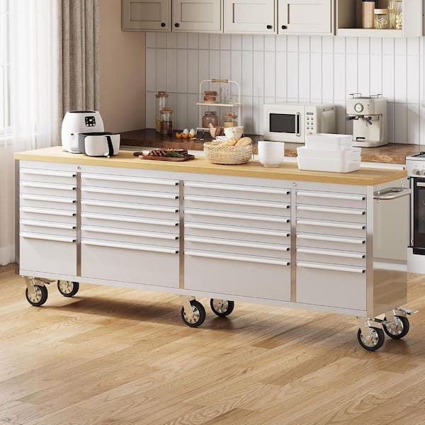 Garvee 96 in. W x 18 in. D 24-Drawer Mobile Workbench Cabinet