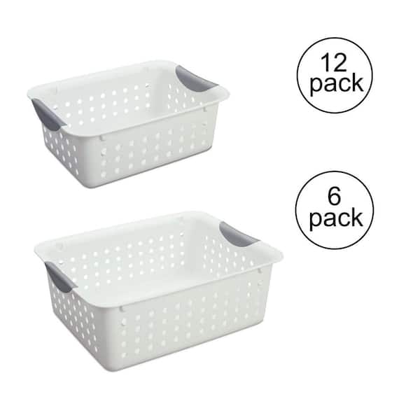Medium Plastic Storage Bin Basket (6-Pack) Plus Small Basket (12-Pack)