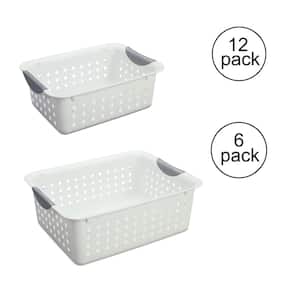 Medium Plastic Storage Bin Basket (6-Pack) Plus Small Basket (12-Pack)