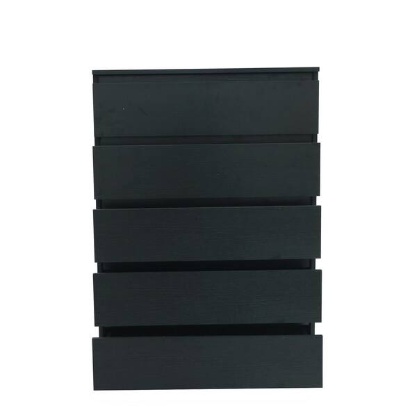 JASMODER 5-Drawer Black Composite Dresser (19.68 in. x 27.93 in. x 16.53 in.)