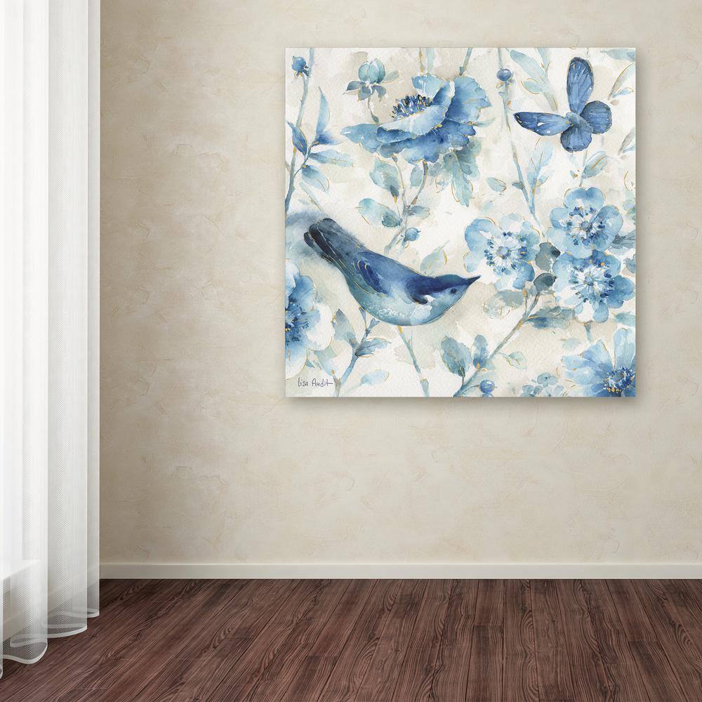 Indigold XI Blue Bird and Butterfly Canvas Painting