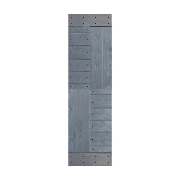 ISLIFE S Series 24 in. x 84 in. Dark Gray Finished DIY Solid Wood Sliding Barn Door Slab - Hardware Kit Not Included