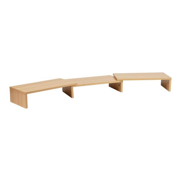 51.25 in. x 9.25 in. Wide Dual Monitor Stand, Desktop Organizer, Laptop Riser, MDF, Brown