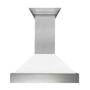 36 in. 700 CFM Ducted Vent Wall Mount Range Hood with White Matte Shell in Stainless Steel