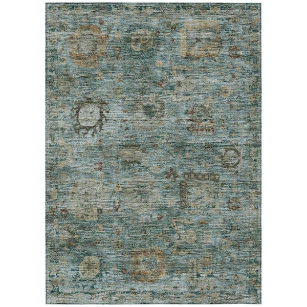Chantille Machine Washable Indoor/Outdoor Abstract ACN2429 Teal 5 ft. x 7 ft. 6 in. Area Rug