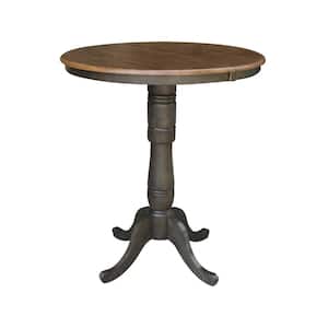 36 in. x 48 in. Hickory/Coal Solid Wood Dining Bar Height Pedestal Table