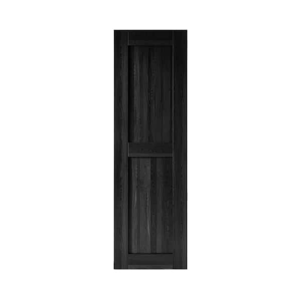 24 in. x 96 in. H-Frame Black Solid Natural Pine Wood Panel Interior Sliding Barn Door Slab with Frame