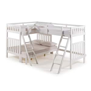 Aurora White Twin Over Full Bunk Bed with Tri-Bunk Extension