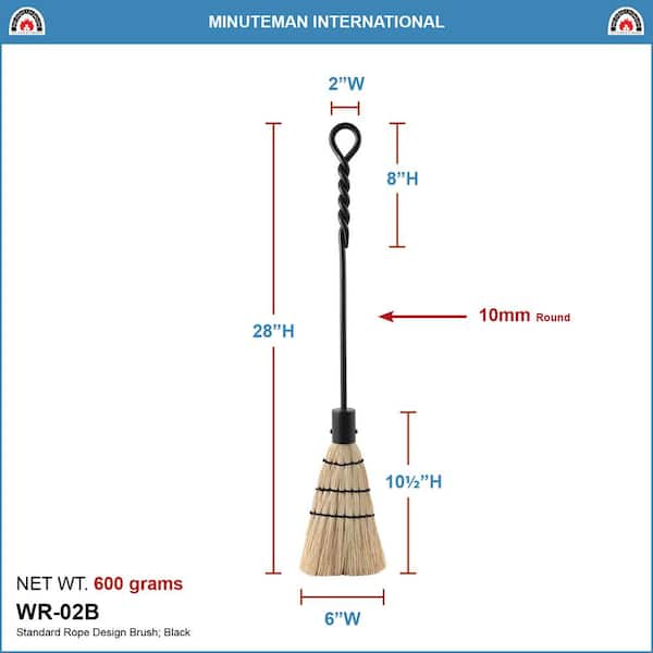 28 in. Tall Black Rope Design Standard Fireplace Brush Tool