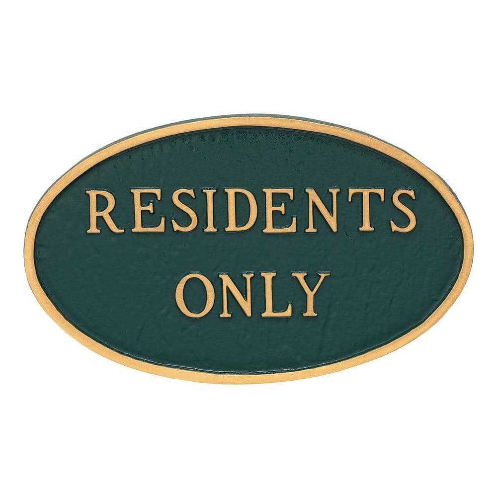 6 in. x 10 in. Small Oval Residents Only Statement Plaque Sign - Green/Gold price history on PriceWatchPro