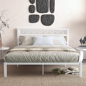 Candence Calico White Metal Frame Queen Platform Bed