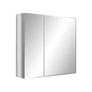 30 in. W x 26 in. H H Medium Rectangular Silver Aluminium Recessed/Surface Mount Medicine Cabinet with Mirror And Shelf