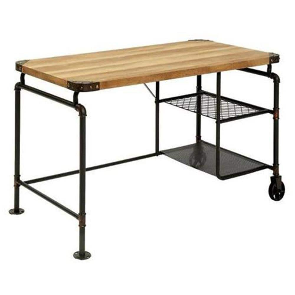 Olga 47.25 in. Rectangle Antique Black Wood Frame No Drawer Writing Desk
