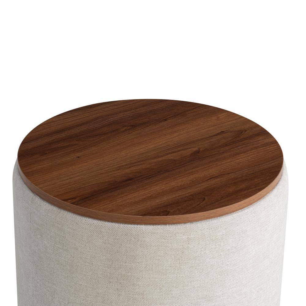 Auckland Round Linen Storage Ottoman Set with Wood Top