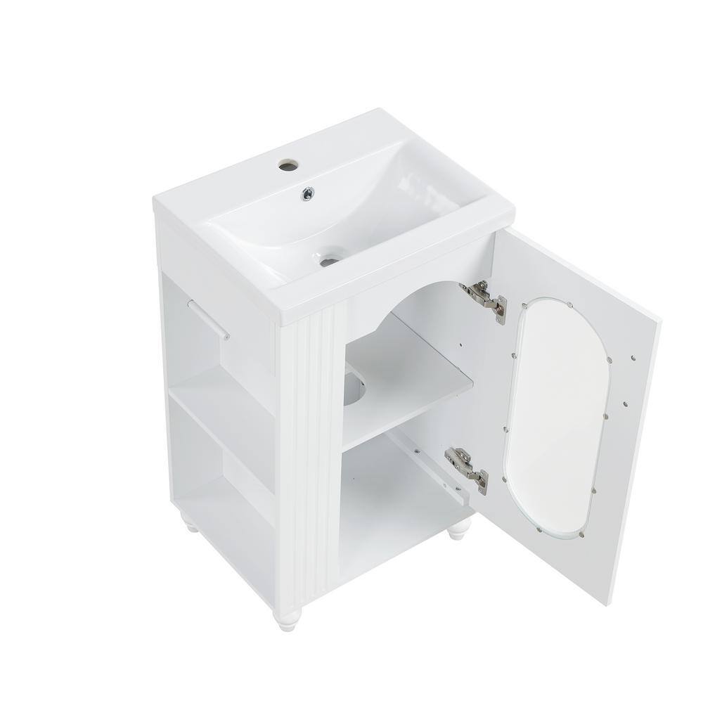 20 in. White MDF Single Sink Freestanding Bath Vanity with Ceramic Top