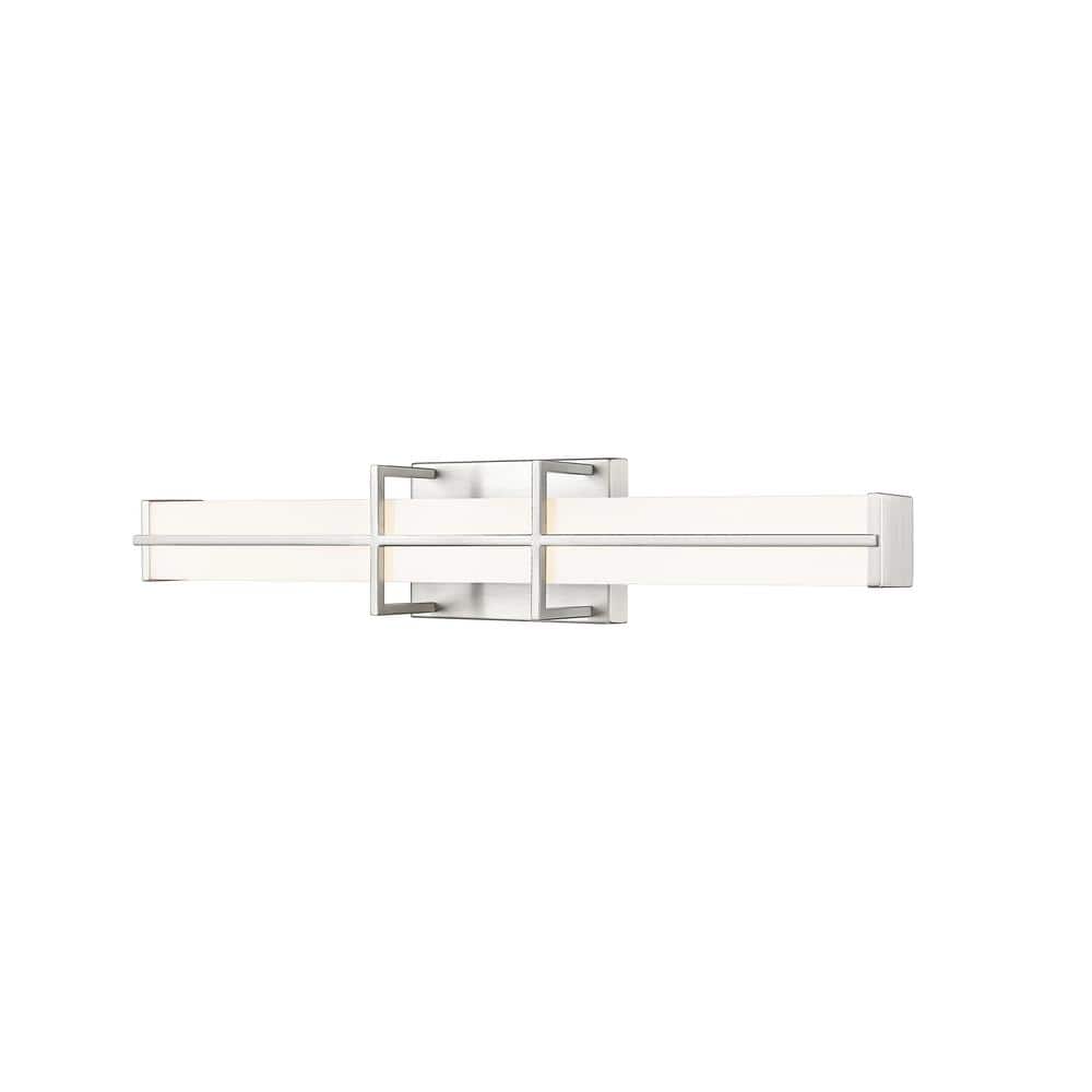 Harrison 25 in. Brushed Nickel Integrated LED Vanity Light with Frosted Pla