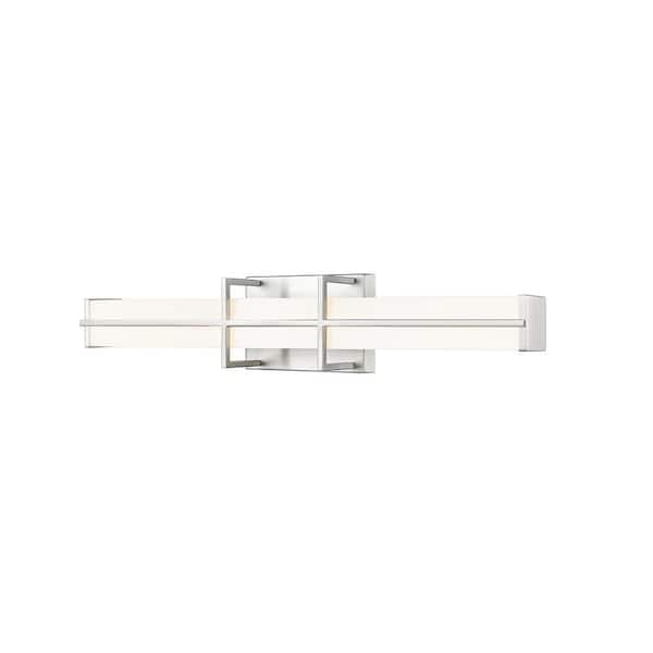 Unbranded Harrison 25 in. Brushed Nickel Integrated LED Vanity Light with Frosted Plastic Shade