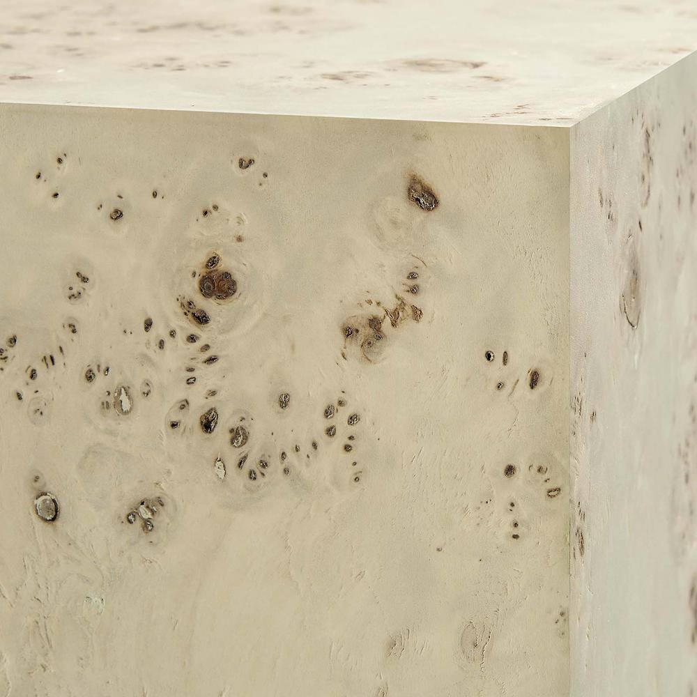 Bleached Burl Wood Square Accent Table with MDF Veneer