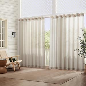 Carmen Sheer Extra Wide Indoor/Outdoor Sheer Window Curtain, Natural - 114''W x 95''L