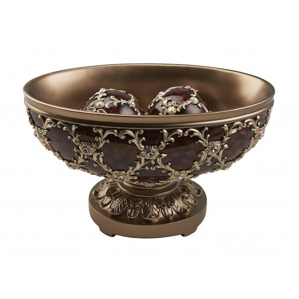 HomeRoots Resin Bowl with Orbs Decorative Sculpture
