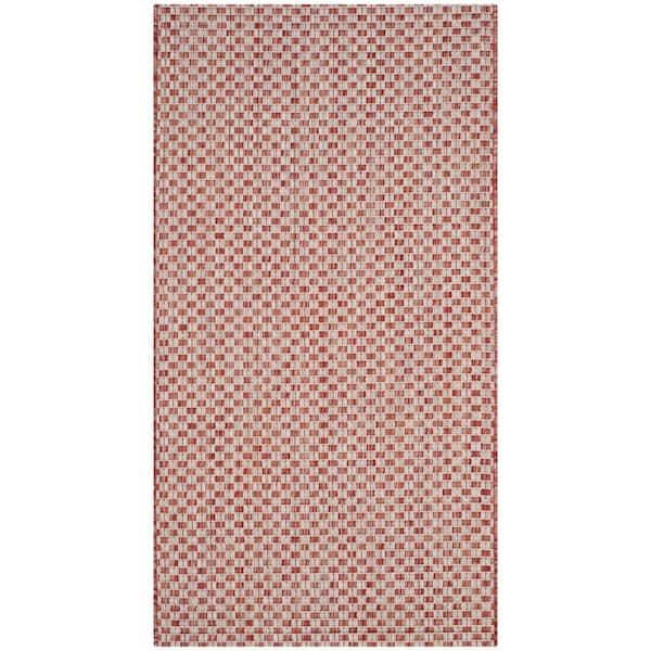 SAFAVIEH Courtyard Rust/Light Gray Doormat 2 ft. x 4 ft. Solid Indoor/Outdoor Patio Area Rug