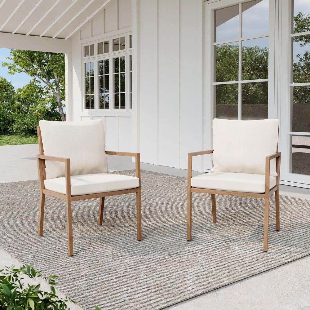 Revere Alloy Aluminum Outdoor Dining Chairs with Light Gray Cushions (2-Pack) price history on PriceWatchPro
