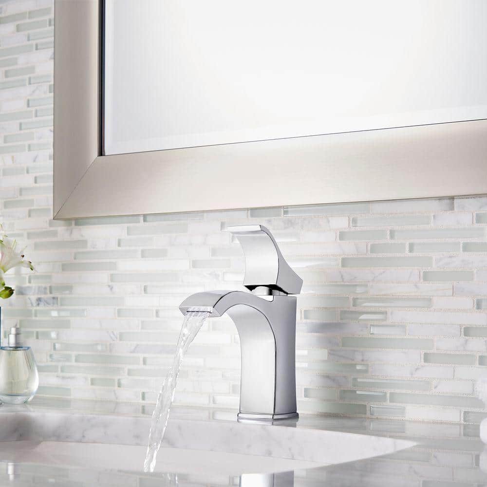 Polished Chrome Single Handle High Arc Bathroom Faucet