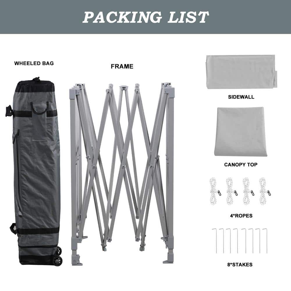 Gray 12 ft x 12 ft Pop Up Canopy Tent with Mesh Sidewalls