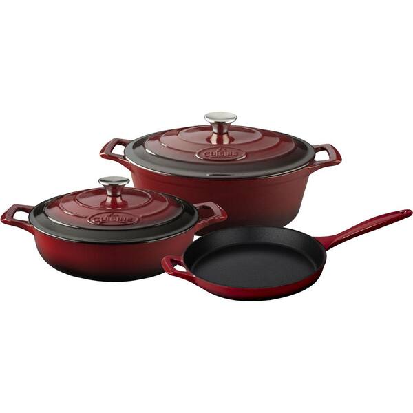 La Cuisine Range Collection 5-Piece Cast Iron Cookware Set in Ruby