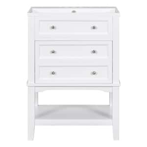 24 in. W x 18 in. D x 34.2 in. H Single Sink Bath Vanity in White with White Ceramic Top, Drawer and Open Shelf