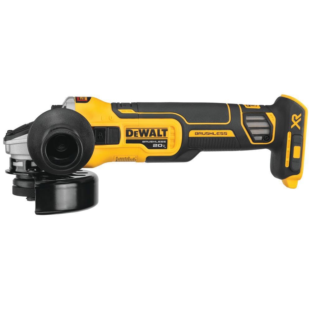 DEWALT 20V MAX XR Cordless Brushless 4.5 in. Slide Switch Small Angle Grinder with Kickback Brake With FREE 5ah Powerstack Battery