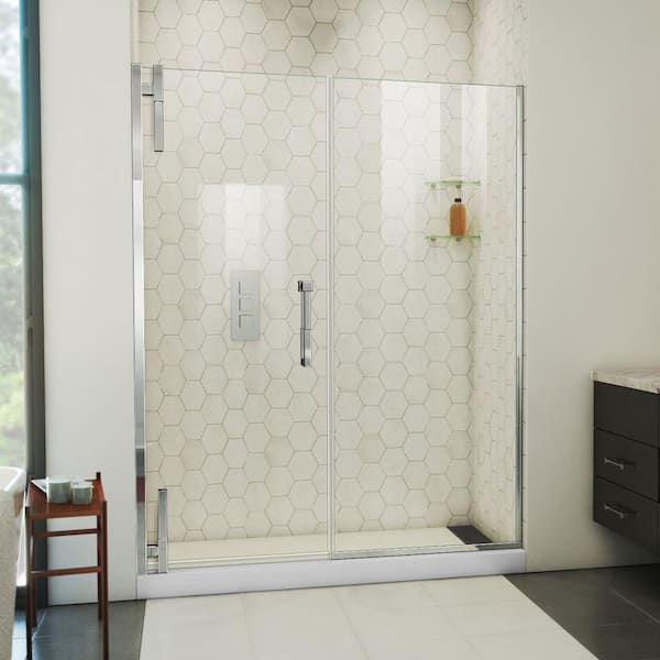 DreamLine Ascend 57 in. W x 72 in. H Pivot Frameless Shower Door in Chrome