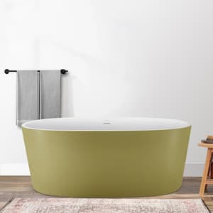 63 in. Acrylic Double Ended Flatbottom Non-Whirlpool Bathtub Freestanding Soaking Bathtub in Matte Gold