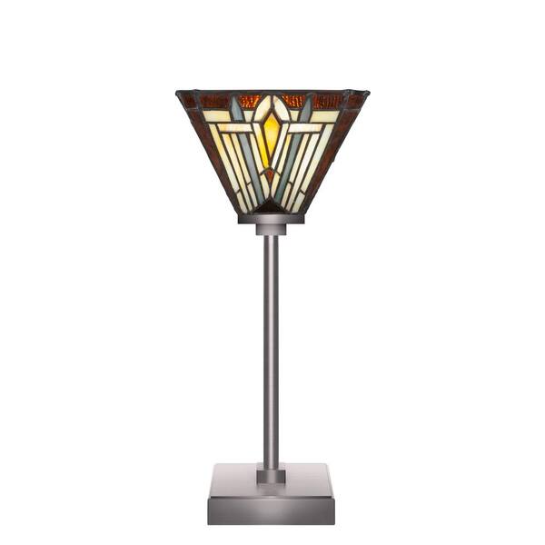 Unbranded Quincy 16.25 in. Graphite Accent Lamp with Glass Shade