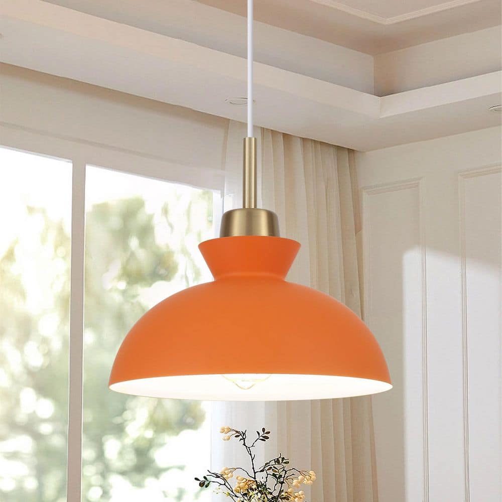 照明　ライト　オレンジ ADSENSTY 1-Light Simple Orange Single Dome Pendant Light with