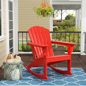 Mason Red Adirondack HDPE Plastic Outdoor Rocking Chair
