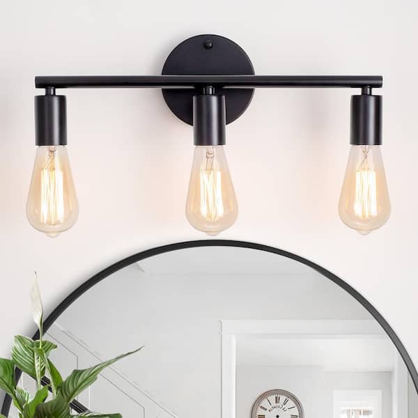16.5 in.3-Light Black Modern Wall Sconce Bathroom Vanity-Light Indoor Wall Light for Living Room