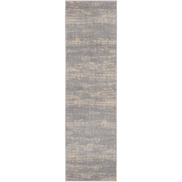 Nourison Nourison Essentials Grey Beige 2 ft. x 8 ft. Abstract Contemporary Runner Area Rug