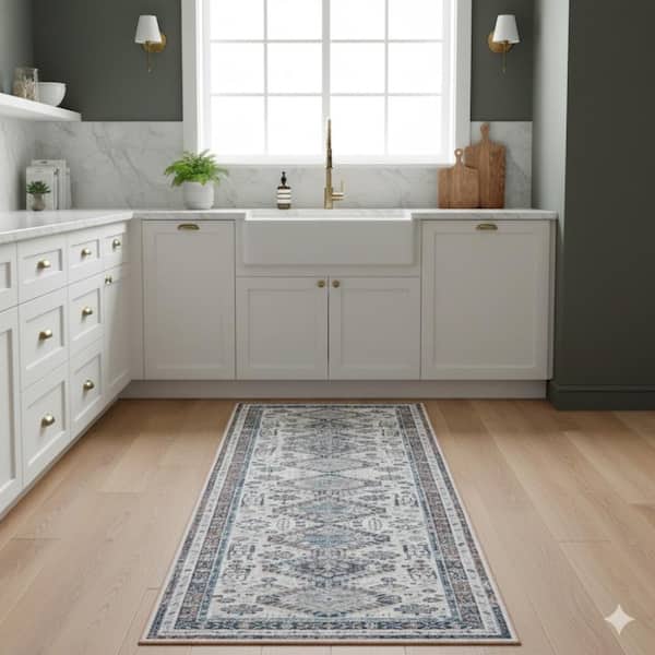 Alaska Beige/Red 3 ft. x 10 ft. Medallion Runner Rug