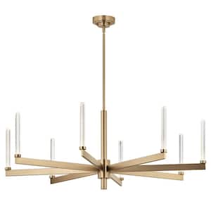 Sycara 48.5 in. 8-Light Integrated LED Champagne Bronze Modern Crystal Chandelier for Dining Room