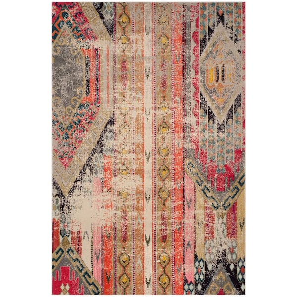 Monaco Light Gray/Multi 12 ft. x 18 ft. Distressed Area Rug