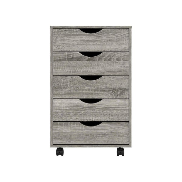 MAYKOOSH 5Drawer Gray Oak 26 in. H x 16 in. W x 16 in. D Wood Lateral