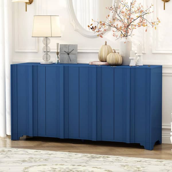 Modern Navy Blue 31.7 in. H Accent Cabinet with 2-Shelves and 4-Doors